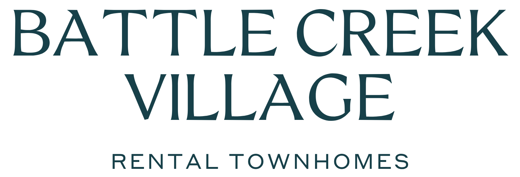 A sign that says Battle Creek Village Rental Townhomes.